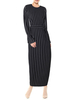 Maxikleid Schwarz Sommerkleider lang Langarm mit Rundkragen Damenmode maxi kleid Baumwolle für Frühling Kleider