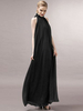 Maxikleid Schwarz Sommerkleider lang ärmellos Halskragen Damenmode maxi kleid Chiffon mit Gürtel für Sommer Kleider