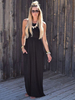 Maxikleid Schwarz Sommerkleider lang ärmellos mit Rundkragen Damenmode maxi kleid gemischten Baumwollen Alltagskleidung und Taschen für Sommer