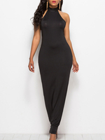 Maxikleid Schwarz Sommerkleider lang ärmellos mit Rundkragen Damenmode maxi kleid gemischten Baumwollen für Sommer Kleider