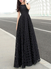 Maxikleid Schwarz Sommerkleider lang ärmellos mit Rundkragen Damenmode maxi kleid Polyester und Falten Cutouts für Frühling Kleider