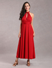 Maxikleid Schwarz Sommerkleider lang ärmellos mit spitzem Dekolleté Damenmode maxi kleid gemischten Baumwollen schmale Passform und Fall für Herbst