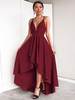 Maxikleid Schwarz Sommerkleider lang ärmellos mit spitzem Dekolleté Damenmode maxi kleid Polyester und High-Low Design für Sommer Kleider