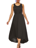 Maxikleid Schwarz Sommerkleider lang ärmellos mit Trägern Damenmode maxi kleid Polyester für Sommer Kleider