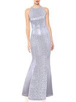Maxikleid Silbrig Sommerkleider lang ärmellos mit Rundkragen Damenmode maxi kleid Polyester für Sommer Kleider
