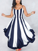Maxikleid Weiß Sommerkleider lang mit Farbblock ärmellos Damenmode maxi kleid und Trägern Polyester überdimensional für Sommer Kleider