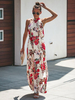 Maxikleid Weiß Sommerkleider lang mit Halter Damenmode und Printmuster für Sommer und Urlaub maxi kleid Polyester Kleider