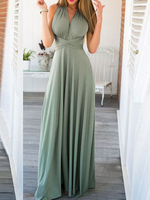 Maxikleid zinnfarben Sommerkleider lang ärmellos V-Ausschnitt Damenmode maxi kleid Polyester mit rückenfreiem Design und Schnüren für Sommer Kleider