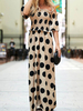 Maxikleider Aprikose Polka Dot Bateau Neck Polyester Langes Kleid