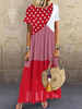 Maxikleider Bohemian Short Sleeves Split Color Polyester Long Dress