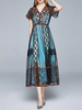 Maxikleider Kurzarm Hellgrün V-Ausschnitt Layered Sheer Tulle Long Dress