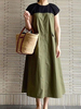 Maxikleider Kurzarm Hunter Green Jewel Neck Maxi Polyester Langes Kleid