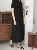 Maxikleider Kurzarm Schwarzes Juwelenhals Maxi Polyester bodenlanges Kleid