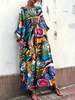 Maxikleider Langarm Kleid aus rotem Polyester; bodenlanges Kleid