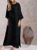 Maxikleider Langarm Slit Jewel Neck Shift Dress