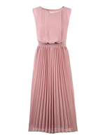 Maxikleider Pink Jewel Neck Ärmelloses Polyester-Langkleid