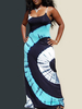 Maxikleider Ärmellose Träger Hals hell Himmelblau Farbblock Polyester Bodenlanges Kleid Sommerkleid