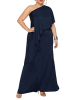 Maxikleider Ärmelloses; dunkelblaues; übergroßes; plissiertes; plissiertes; bodenlanges Kleid mit Rüschen