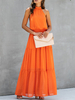 Maxikleider Ärmelloses Oragnge Red Jewel Neck Chiffon Langes Kleid