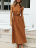 Maxikleider Ärmelloses weißes Juwel Halsausschnitt Maxi Oversized Polyester bodenlanges Kleid