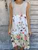 Maxikleider Ärmelloses weißes; mit Blumen bedrucktes Juwelenhalstaschen Stretch-Kleid aus Polyester
