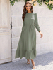 Maxikleider Rundhalsausschnitt Lange Ärmel Polyester Schickes bodenlanges Kleid