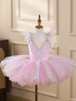 Mädchen Ballett Tutu Kleid Glitzernder Schwanenprinzessin Tüllrock Weiches Flauschiges Tanzkostüm Für Bühnenauftritte