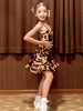 Mädchen Latin Dance Kleid Kinder Leopard Set Lycra Spandex Dancing Wear