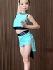 Mädchen Latin Dance Kostüm Aqua Kinder Lycra Spandex Rock Top Latin Tänzerin