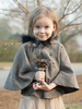 Mädchen Poncho Cape Weihnachten tiefgrau Umhang Uniform Stoff Strick Urlaub Kostüme