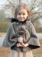 Mädchen Poncho Cape Weihnachten tiefgrau Umhang Uniform Stoff Strick Urlaub Kostüme