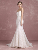 Meerjungfrau Boho Brautkleid Elfenbein rückenfreie Brautkleid Sweetheart trägerlosen Spitze Perlen Blume Braut Brautkleid mit Kathedrale Zug