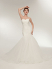 Meerjungfrau Hochzeit mit Schnürung Tüll und eingebautem BH in Elfenbeinfarbe Mermaid- Mit Schleppe mit trägerlosem Design trägerlos