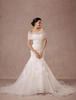 Meerjungfrau Hochzeitskleid Lace Beading Kapelle Zug Brautkleid mit abnehmbarer Organza Wrap und Blume Applique Milanoo