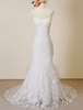 Meerjungfrau Hochzeitskleid Scoop Spitzen schneiden Out Gericht Zug Brautkleid