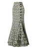 Meerjungfrau Maxi Rock Vintage Rokoko Stil hohe Taille Print Lace Up geschichteten langen Rock