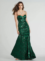 Meerjungfrau Paillettenkleid Grün Herzausschnitt Formales Träger Langes Kleid Für Frauen 2025