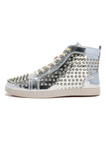 Meistgekaufter Metallic-Sneaker aus Schafleder mit Ziernieten in Silber