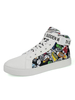 Mens White Sneakers Mode PU Leder Round Toe Monk Strap Artwork Pattern Low-Tops Tägliche Freizeitschuhe