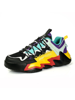 Mens Yellow Sneakers Bequeme Mesh Round Toe Artwork Low-Tops Täglich Casual Sportschuhe