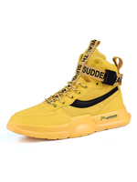 Mens Yellow Sneakers Gemütliche PU-Leder Round Toe Monk Strap Tägliche Freizeitschuhe