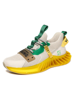 Mens Yellow Sneakers Mode Mesh Round Toe Artwork Muster Low-Tops Täglich Casual Sportschuhe