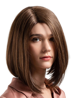 Menschliches Haar Perücken Dunkelbraun geschichtet Seitenscheitel gerade Haar Perücken Frauen Bob Haar Perücken