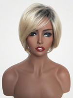 Menschliches Haar Perücken hellblondes seitliches Abstechen kurze Haar Perücken für Frauen
