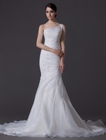 Mermaid-Brautkleid aus Organza in Elfenbeinfarbe