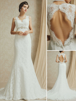 Mermaid-Brautkleid aus Spitze in Elfenbeinfarbe