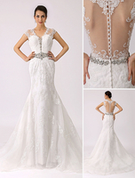 Mermaid-Brautkleid aus Spitze in Elfenbeinfarbe Milanoo