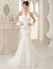 Mermaid-Brautkleid aus Tüll mit V-Ausschnitt in Weiß Milanoo