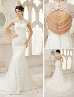 Mermaid-Brautkleid mit Hof-Schleppe in Elfenbeinfarbe Milanoo