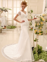 Mermaid-Brautkleid mit V-Ausschnitt und Schleppe Milanoo